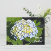 Floral Blue en Yellow Hydrangea Foto van Birthday Kaart (Staand voorkant)