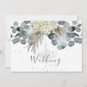 Floral Blue Eucalyptus Chandelier Elegant Wedding Save The Date (Achterkant)