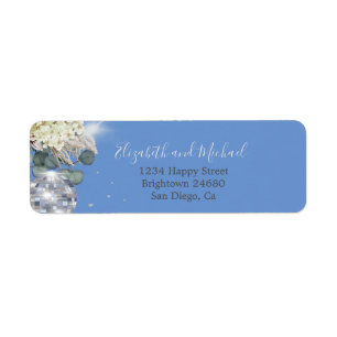 Floral Blue Eucalyptus Elegant Disco Etiket