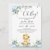 Floral Blue Eucalyptus Lion King Baby shower Kaart (Voorkant)