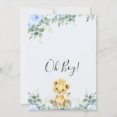 Floral Blue Eucalyptus Lion King Baby shower Kaart (Achterkant)