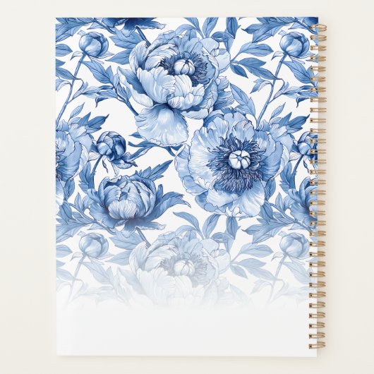 Floral Blue Flower Pattern Script Maid of Honor Planner (Achterkant)