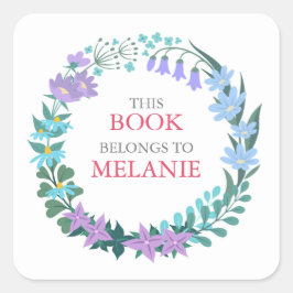 Floral Blue Flower Wreatplaat Sticker