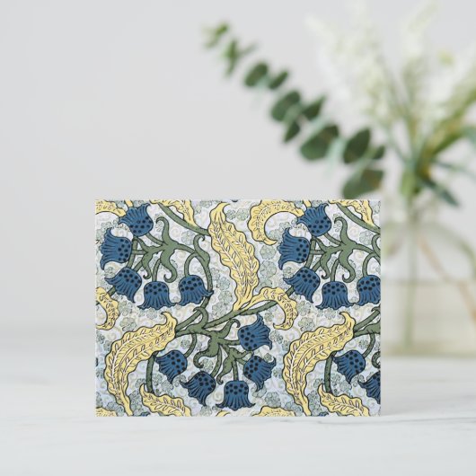 Floral Blue Flowers Lily Valley herhaling Briefkaart (Staand voorkant)