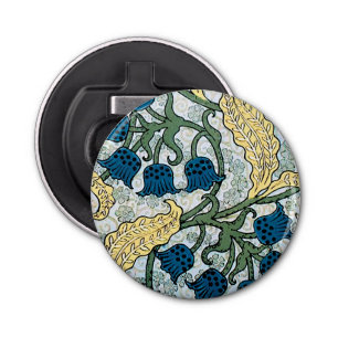 Floral Blue Flowers Lily Valley herhaling Button Flesopener