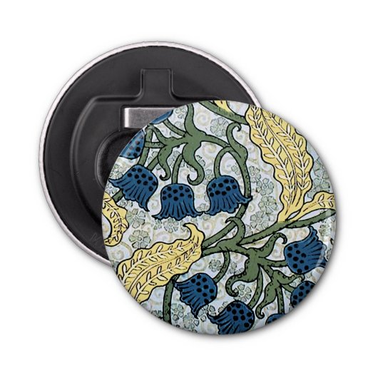 Floral Blue Flowers Lily Valley herhaling Button Flesopener (Voorkant)