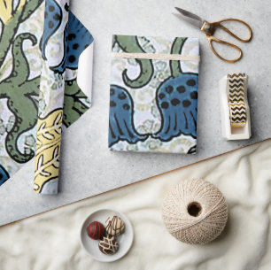 Floral Blue Flowers Lily Valley herhaling Cadeaupapier