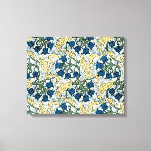 Floral Blue Flowers Lily Valley herhaling Canvas Afdruk