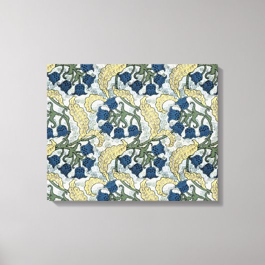 Floral Blue Flowers Lily Valley herhaling Canvas Afdruk (Voorkant)