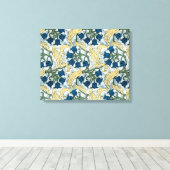 Floral Blue Flowers Lily Valley herhaling Canvas Afdruk (Insitu (Houten vloer))