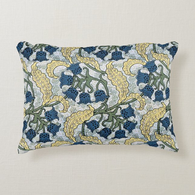 Floral Blue Flowers Lily Valley herhaling Decoratief Kussen (Voorkant)