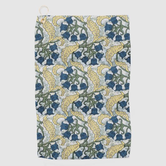 Floral Blue Flowers Lily Valley herhaling Golfhanddoek (Voorkant)