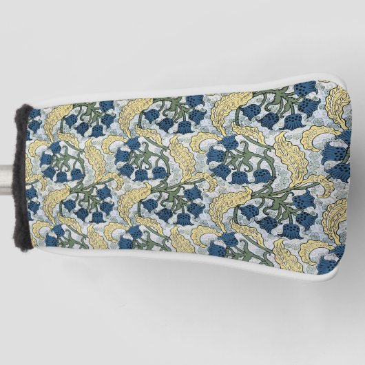 Floral Blue Flowers Lily Valley herhaling Golfheadcover (Voorkant)