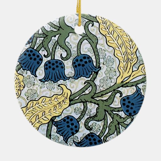 Floral Blue Flowers Lily Valley herhaling Keramisch Ornament (Achterkant)