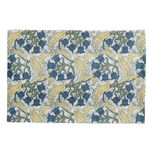 Floral Blue Flowers Lily Valley herhaling Kussensloop (Achterkant)