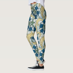 Floral Blue Flowers Lily Valley herhaling Leggings