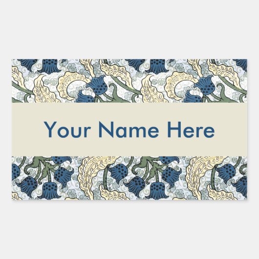 Floral Blue Flowers Lily Valley herhaling Rechthoekige Sticker (Voorkant)