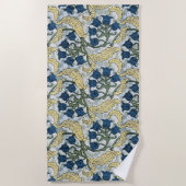 Floral Blue Flowers Lily Valley herhaling Strandlaken (Voorkant)