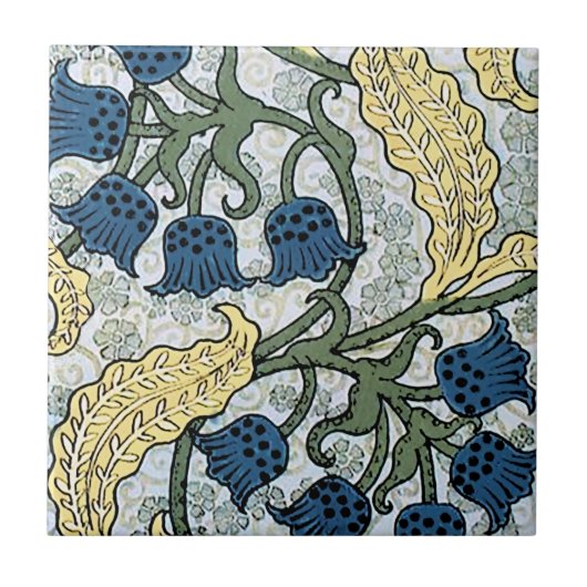 Floral Blue Flowers Lily Valley herhaling Tegeltje (Voorkant)