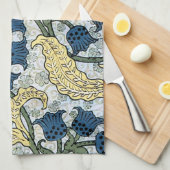 Floral Blue Flowers Lily Valley herhaling Theedoek (Quarter Fold)