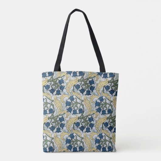 Floral Blue Flowers Lily Valley herhaling Tote Bag (Achterkant)