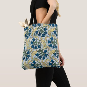 Floral Blue Flowers Lily Valley herhaling Tote Bag