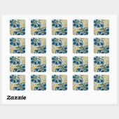Floral Blue Flowers Lily Valley herhaling Vierkante Sticker (Vel)