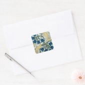 Floral Blue Flowers Lily Valley herhaling Vierkante Sticker (Envelop)