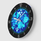 Floral Blue Flowers Pattern Grote Klok (Hoek)