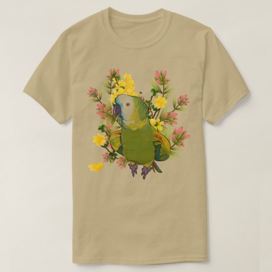 Floral Blue Fronted Amazon Parrot T-shirt (Design voorkant)