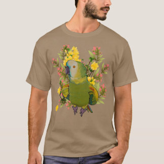 Floral Blue Fronted Amazon Parrot T-shirt