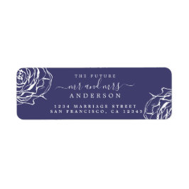 Floral Blue Future Mr Mrs Wedding Return Address Etiket