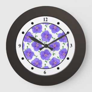 Floral Blue Garden Flower Modern Digits Grote Klok