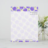 Floral Blue Garden Flowers Foto Aangepast adres Custom Briefhoofd (Staand voorkant)