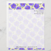 Floral Blue Garden Flowers Foto Aangepast adres Custom Briefhoofd (Voorkant / Achterkant)