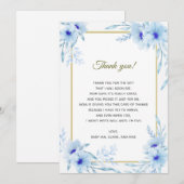 Floral Blue Gold Baby shower Hartelijk dank Bedankkaart (Voorkant / Achterkant)
