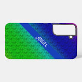 Floral Blue Green Rainbow Diagonal Blend Naam toev Samsung Galaxy Hoesje (Achterkant horizontaal)