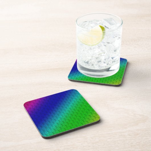 Floral Blue Green Rainbow Gradient Diagonal Blend Bier Onderzetter (Rechterzijde)