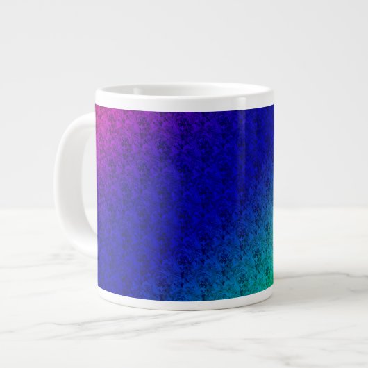 Floral Blue Green Rainbow Gradient Diagonal Blend Grote Koffiekop (Links)