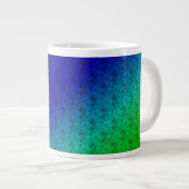 Floral Blue Green Rainbow Gradient Diagonal Blend Grote Koffiekop (Voorkant rechts)