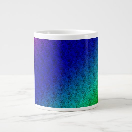 Floral Blue Green Rainbow Gradient Diagonal Blend Grote Koffiekop (Voorkant)