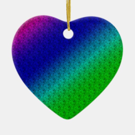 Floral Blue Green Rainbow Gradient Diagonal Blend Keramisch Ornament (Voorkant)