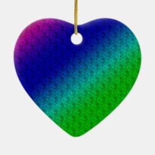 Floral Blue Green Rainbow Gradient Diagonal Blend Keramisch Ornament
