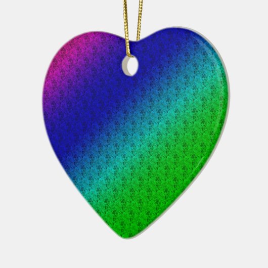 Floral Blue Green Rainbow Gradient Diagonal Blend Keramisch Ornament (Links)