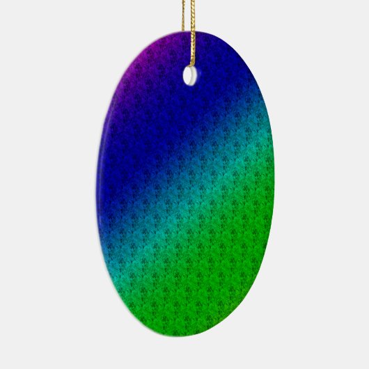 Floral Blue Green Rainbow Gradient Diagonal Blend Keramisch Ornament (Rechts)