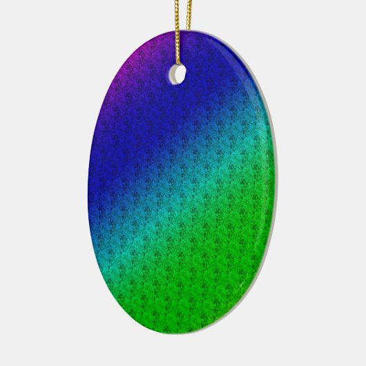 Floral Blue Green Rainbow Gradient Diagonal Blend Keramisch Ornament (Links)