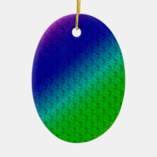 Floral Blue Green Rainbow Gradient Diagonal Blend Keramisch Ornament