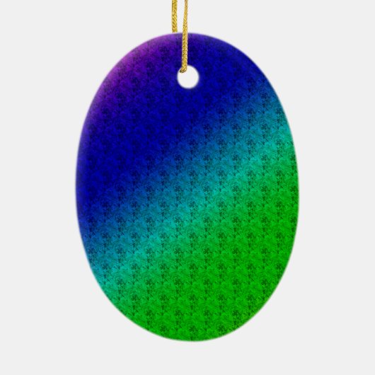 Floral Blue Green Rainbow Gradient Diagonal Blend Keramisch Ornament (Achterkant)