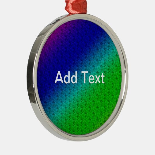 Floral Blue Green Rainbow Gradient Diagonal Blend Metalen Ornament (Rechts)