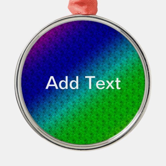 Floral Blue Green Rainbow Gradient Diagonal Blend Metalen Ornament (Voorkant)